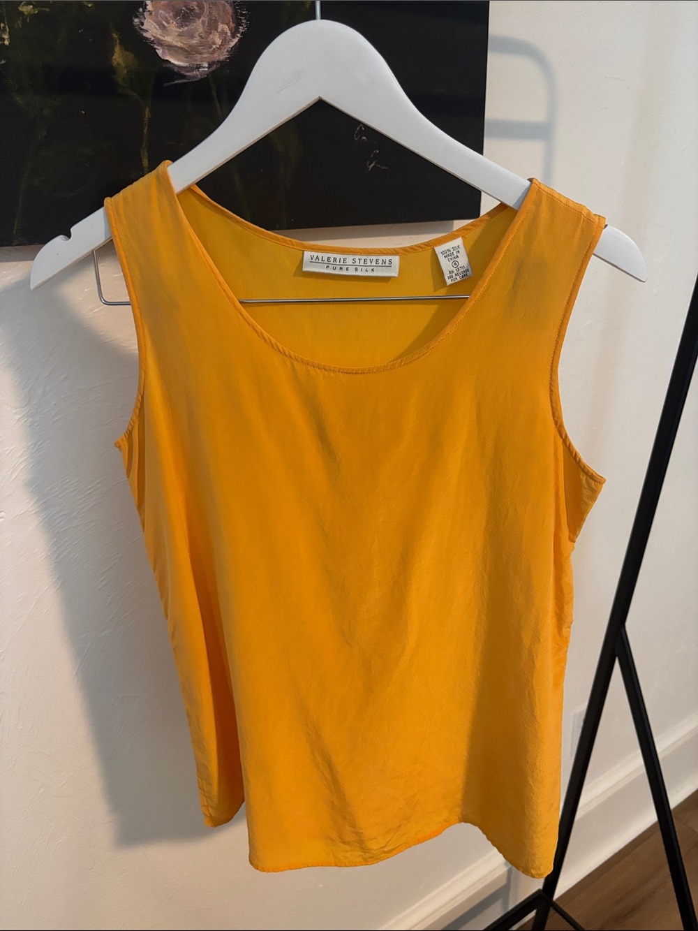 Valerie Stevens 100% Silk Sunny Orange Sleeveless Camisole